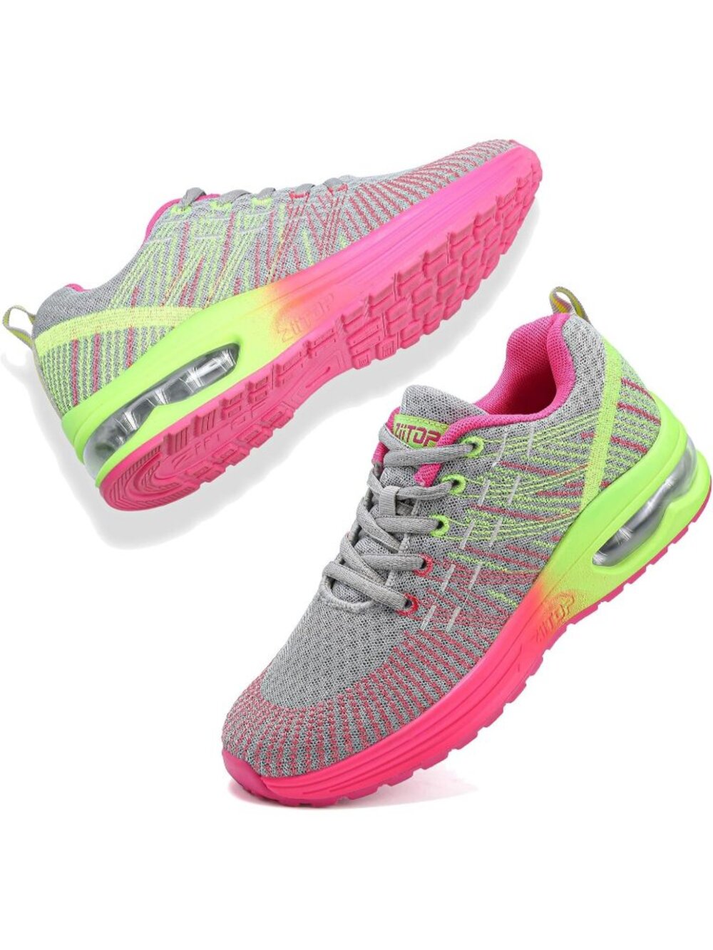 Women's Grey Pink Sneakers Air Cushion Running Lightweight Breathable Shoes